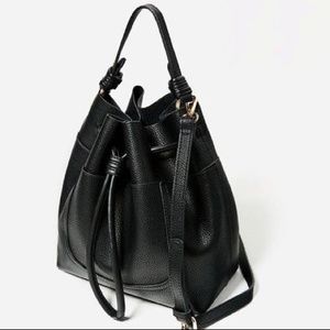 Zara Black Crossbody Bucket Bag